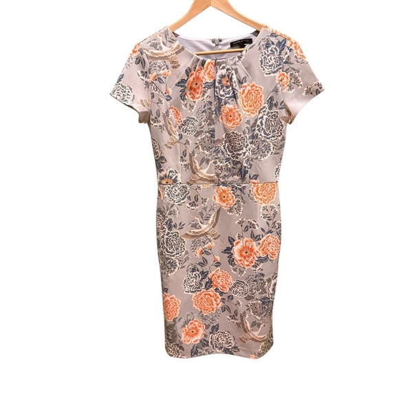 Banana Republic Womens Dress Size 4 Floral Keyhole Neck Career Sheath Work Wear - Picture 7 of 13